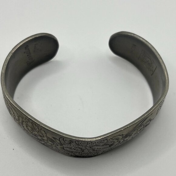 Kirk-Stieff Carnation Bracelet - Signed 900-1 Pewter Jewelry - Vintage 1970-1980 - Picture 6 of 7